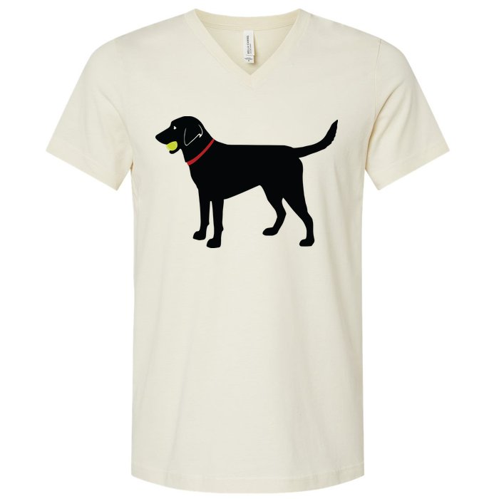 Labrador Retriever Fetch Black Lab Play Ball V-Neck T-Shirt