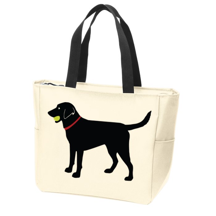 Labrador Retriever Fetch Black Lab Play Ball Zip Tote Bag