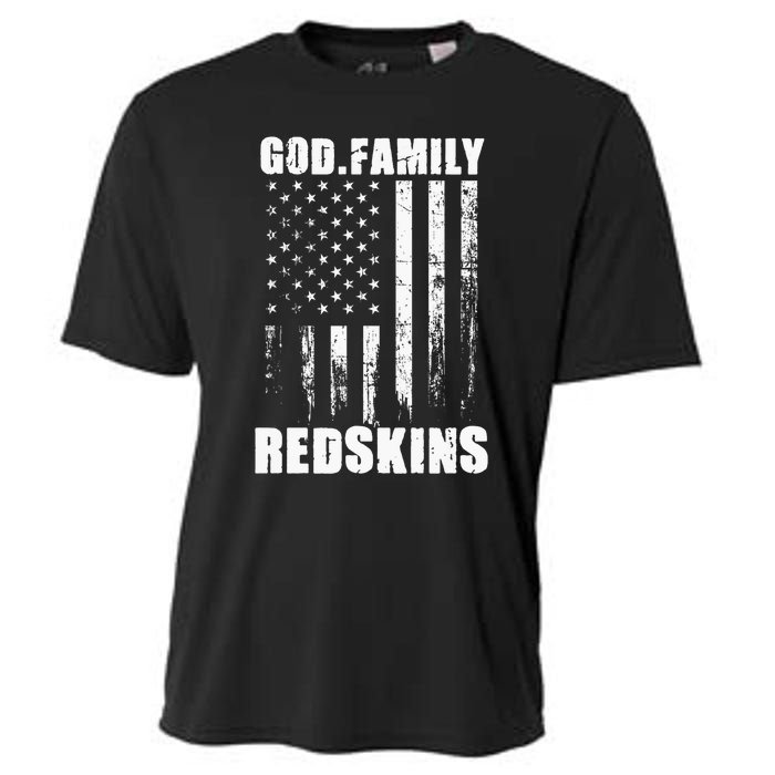 Loudon Redskins God. Family. Vintage Usa Flag Cooling Performance Crew T-Shirt