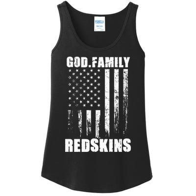 Loudon Redskins God. Family. Vintage Usa Flag Ladies Essential Tank