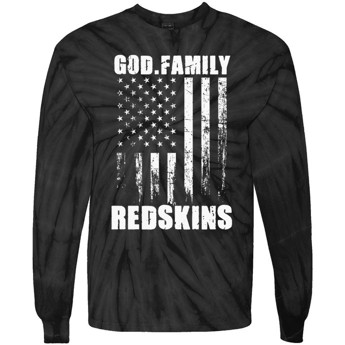 Loudon Redskins God. Family. Vintage Usa Flag Tie-Dye Long Sleeve Shirt