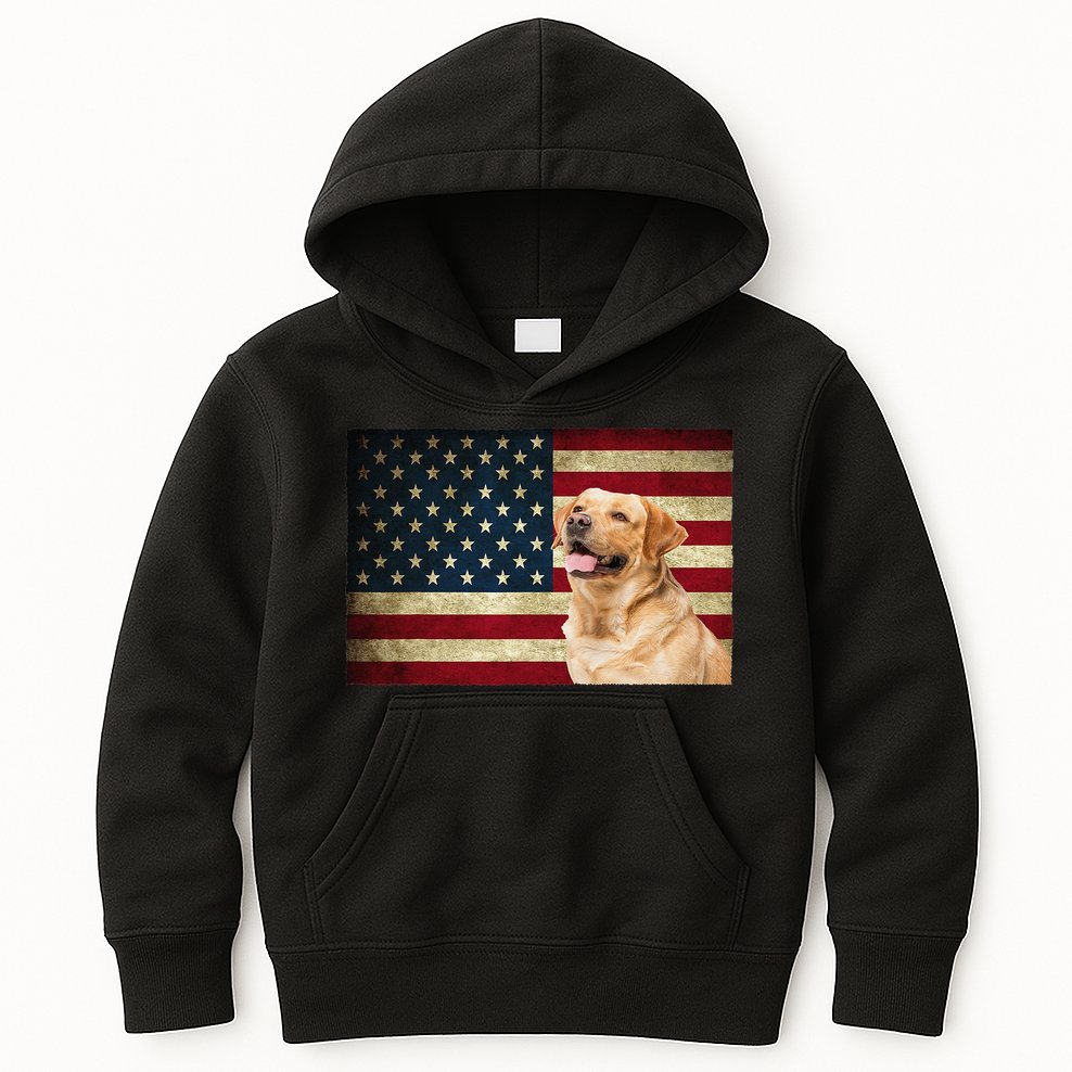Labrador retriever gifts American Flag Lab dog Kids Hoodie