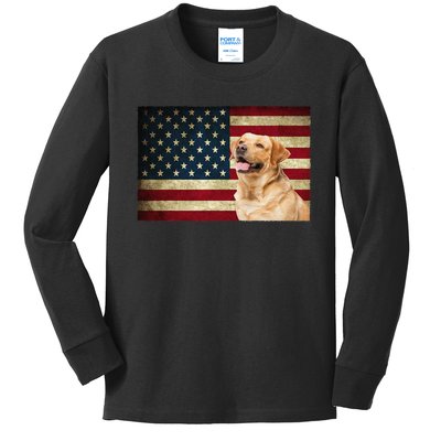 Labrador retriever gifts American Flag Lab dog Kids Long Sleeve Shirt