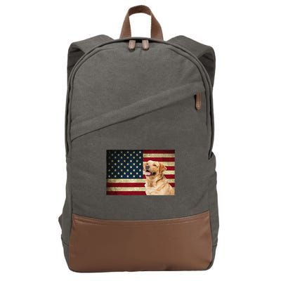 Labrador retriever gifts American Flag Lab dog Cotton Canvas Backpack