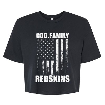 Loudon Redskins God. Family. Vintage Usa Flag Bella+Canvas Jersey Crop Tee