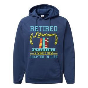 Librarian Retirement Gift Funny Retired Book Lover Men Women Performance Fleece Hoodie