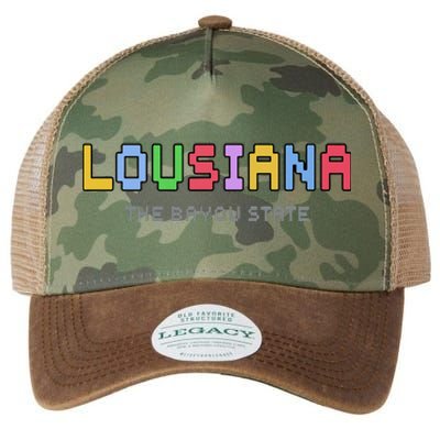 Louisiana Retro Gaming Pixelated Design Classic Legacy Tie Dye Trucker Hat