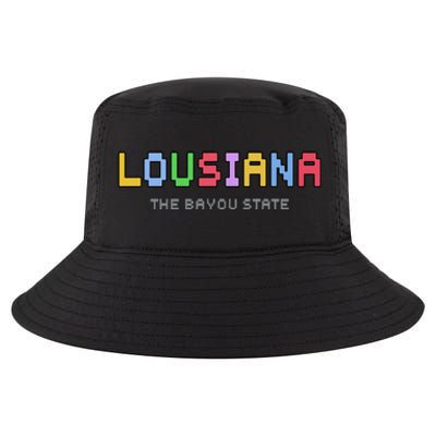 Louisiana Retro Gaming Pixelated Design Classic Cool Comfort Performance Bucket Hat