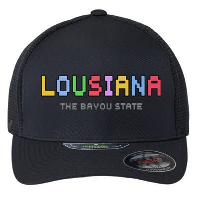 Louisiana Retro Gaming Pixelated Design Classic Flexfit Unipanel Trucker Cap