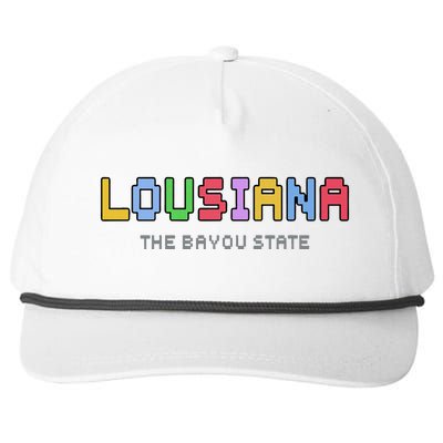 Louisiana Retro Gaming Pixelated Design Classic Snapback Five-Panel Rope Hat