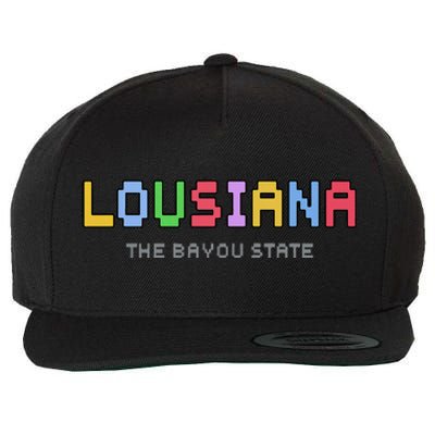 Louisiana Retro Gaming Pixelated Design Classic Wool Snapback Cap