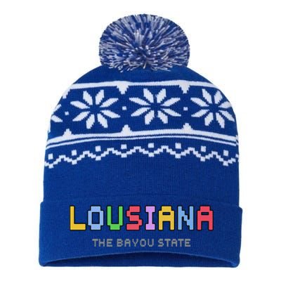 Louisiana Retro Gaming Pixelated Design Classic USA-Made Snowflake Beanie