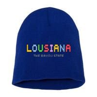 Louisiana Retro Gaming Pixelated Design Classic Short Acrylic Beanie