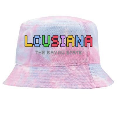 Louisiana Retro Gaming Pixelated Design Classic Tie-Dyed Bucket Hat