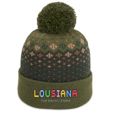 Louisiana Retro Gaming Pixelated Design Classic The Baniff Cuffed Pom Beanie