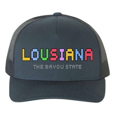 Louisiana Retro Gaming Pixelated Design Classic Yupoong Adult 5-Panel Trucker Hat