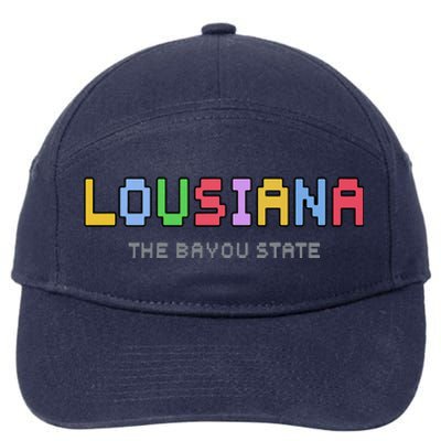 Louisiana Retro Gaming Pixelated Design Classic 7-Panel Snapback Hat