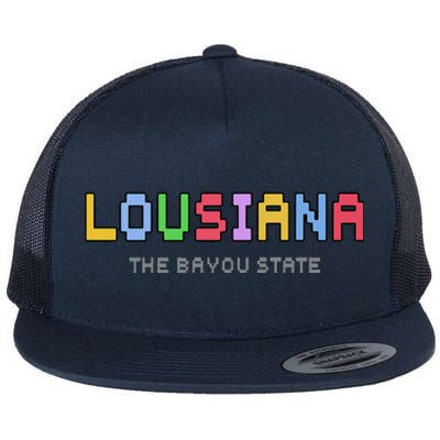 Louisiana Retro Gaming Pixelated Design Classic Flat Bill Trucker Hat