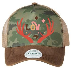 Love Reindeer Groovy Retro Valentine's Day Gift Legacy Tie Dye Trucker Hat