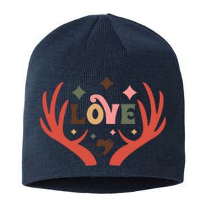 Love Reindeer Groovy Retro Valentine's Day Gift Sustainable Beanie