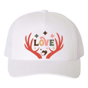 Love Reindeer Groovy Retro Valentine's Day Gift Yupoong Adult 5-Panel Trucker Hat