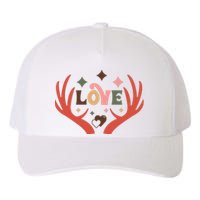 Love Reindeer Groovy Retro Valentine's Day Gift Yupoong Adult 5-Panel Trucker Hat