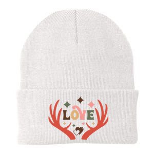 Love Reindeer Groovy Retro Valentine's Day Gift Knit Cap Winter Beanie