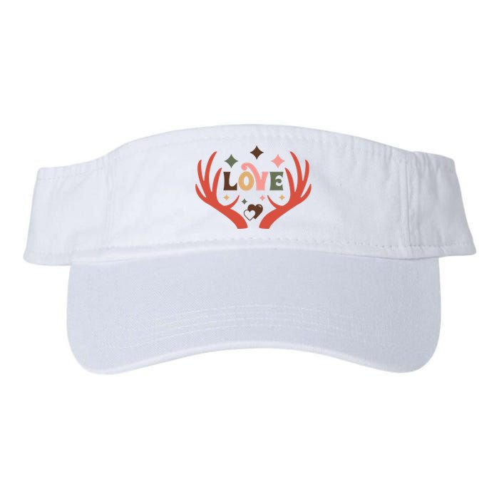 Love Reindeer Groovy Retro Valentine's Day Gift Valucap Bio-Washed Visor