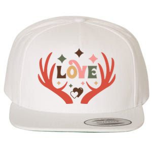 Love Reindeer Groovy Retro Valentine's Day Gift Wool Snapback Cap