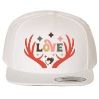 Love Reindeer Groovy Retro Valentine's Day Gift Wool Snapback Cap