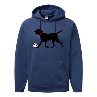 Labrador Retriever Great Gift Play Soccer Black Lab Soccer Performance Fleece Hoodie