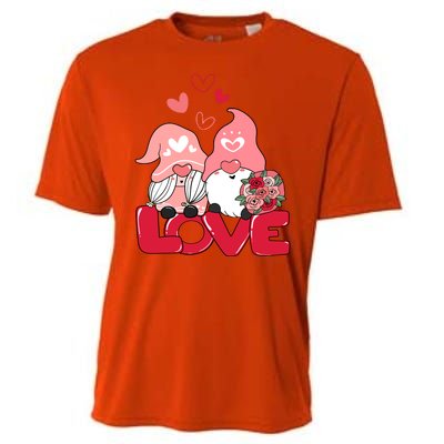 Love Romantic Gnome Couple Valentines Day Cooling Performance Crew T-Shirt