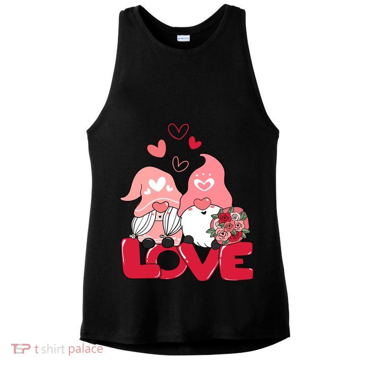 Love Romantic Gnome Couple Valentines Day Ladies PosiCharge Tri-Blend Wicking Tank