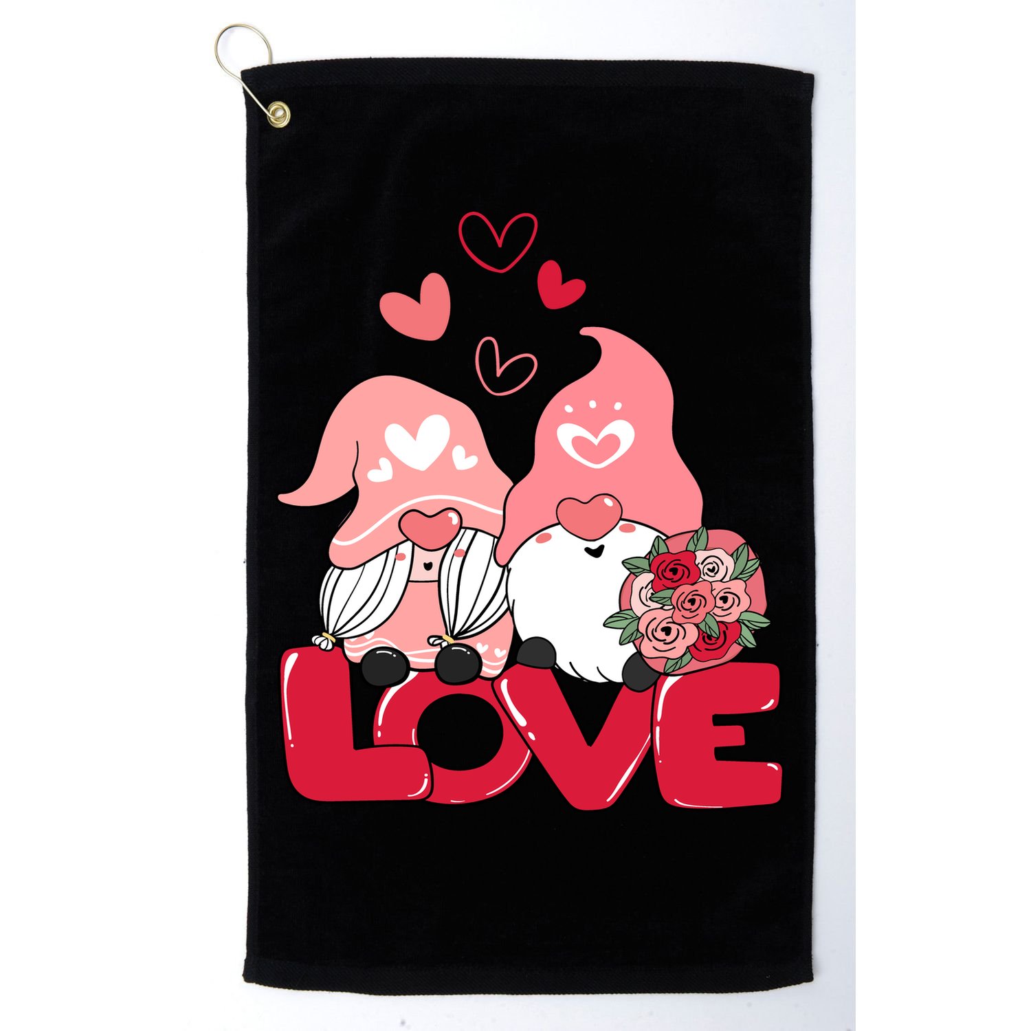 Love Romantic Gnome Couple Valentines Day Golf Towel
