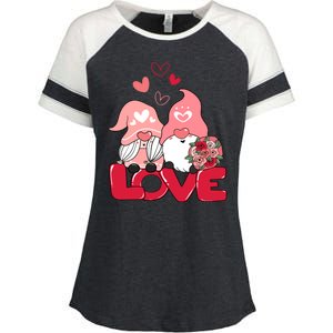 Love Romantic Gnome Couple Valentines Day Enza Ladies Jersey Colorblock Tee