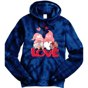 Love Romantic Gnome Couple Valentines Day Tie Dye Hoodie