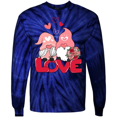 Love Romantic Gnome Couple Valentines Day Tie-Dye Long Sleeve Shirt