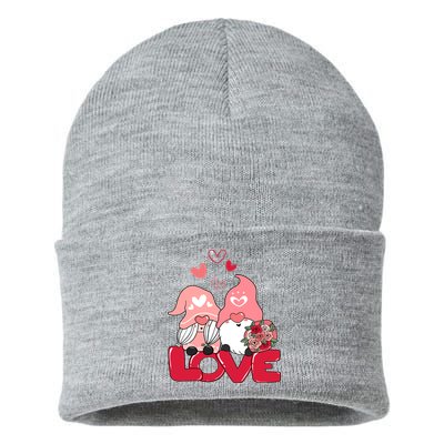 Love Romantic Gnome Couple Valentines Day Sustainable Knit Beanie