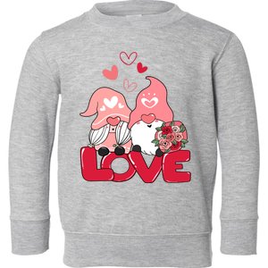 Love Romantic Gnome Couple Valentines Day Toddler Sweatshirt