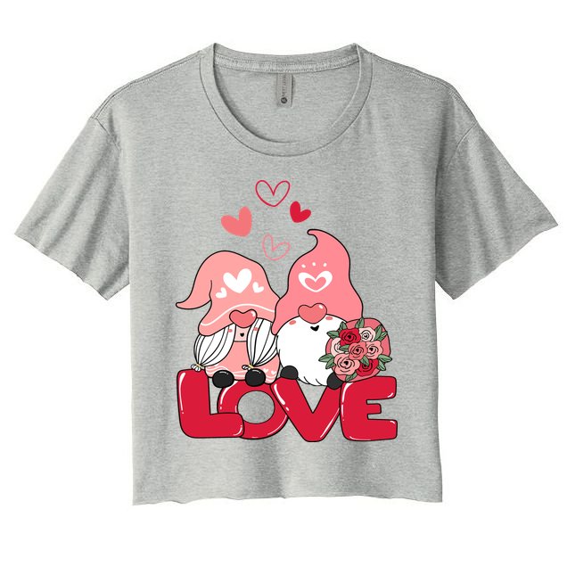 Love Romantic Gnome Couple Valentines Day Crop Top