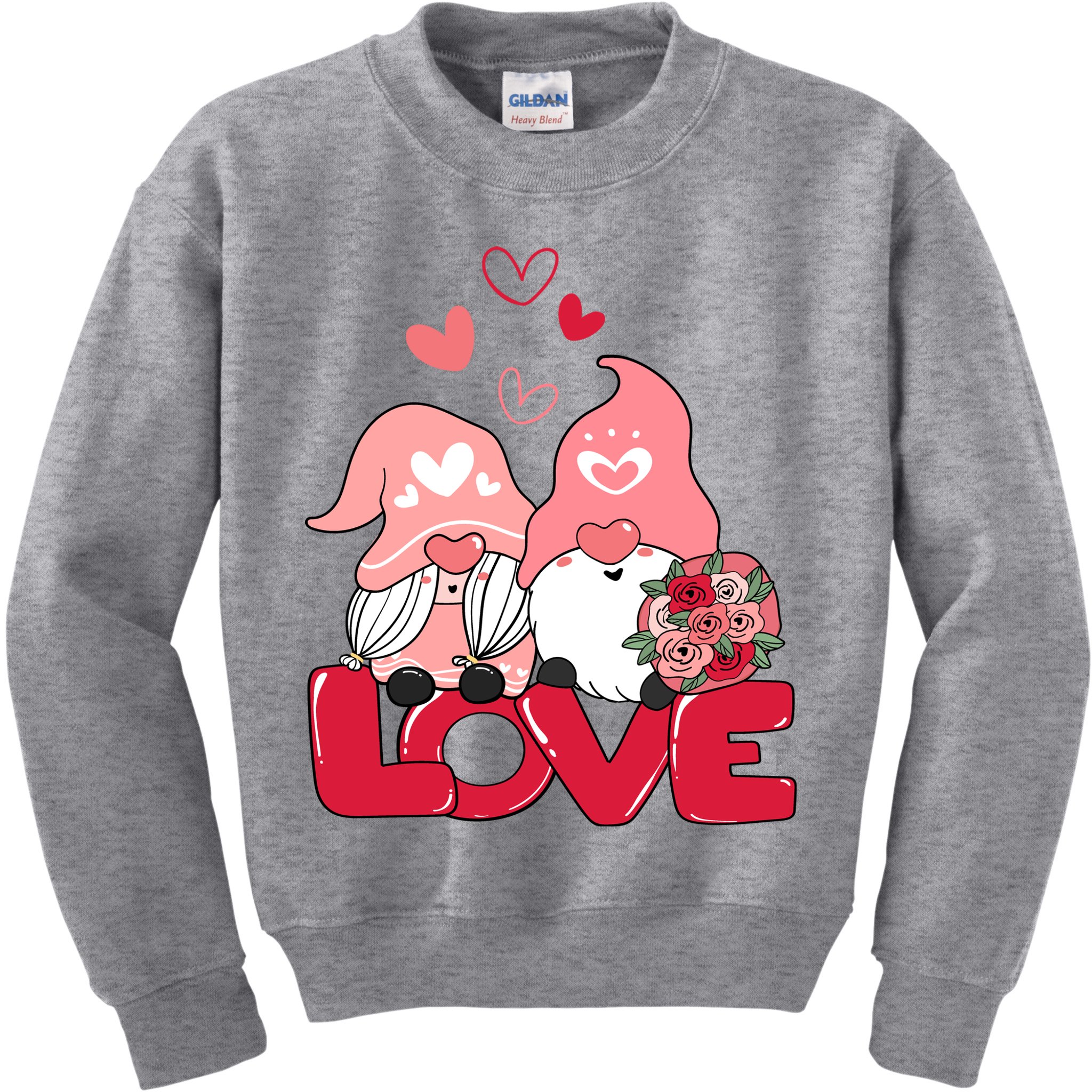 Love Romantic Gnome Couple Valentines Day Kids Sweatshirt