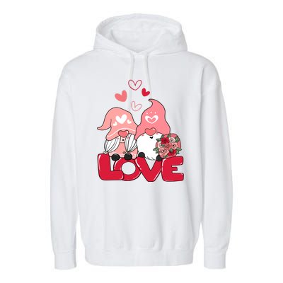 Love Romantic Gnome Couple Valentines Day Garment-Dyed Fleece Hoodie