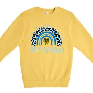 Leopard Rainbow Happy Hanukkah Chanukah Jew Premium Crewneck Sweatshirt