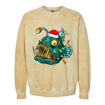 LightUp Reindeer Hat for Anglerfish Christmas Festivities Colorblast Crewneck Sweatshirt