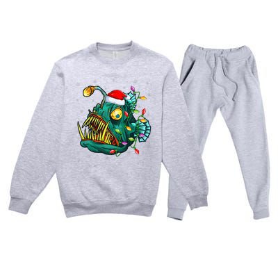 LightUp Reindeer Hat for Anglerfish Christmas Festivities Premium Crewneck Sweatsuit Set