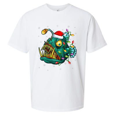 LightUp Reindeer Hat for Anglerfish Christmas Festivities Sueded Cloud Jersey T-Shirt