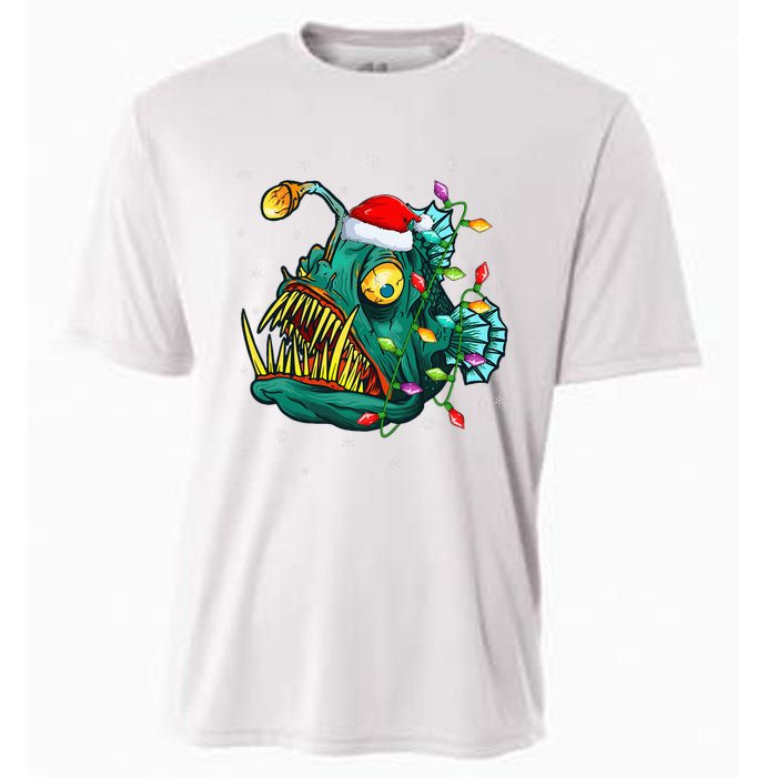 LightUp Reindeer Hat for Anglerfish Christmas Festivities Cooling Performance Crew T-Shirt