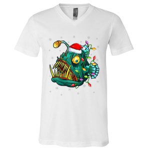 LightUp Reindeer Hat for Anglerfish Christmas Festivities V-Neck T-Shirt