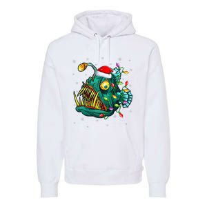 LightUp Reindeer Hat for Anglerfish Christmas Festivities Premium Hoodie