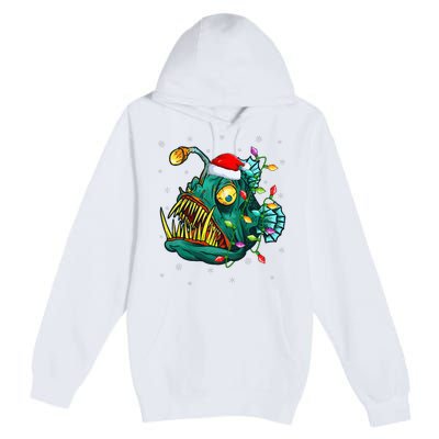 LightUp Reindeer Hat for Anglerfish Christmas Festivities Premium Pullover Hoodie